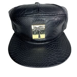 Mens premiere fits blvd supply faux leather black snapback cap OSFM